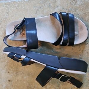 Wonders Sandals Black Leather Size 41 US 9.5